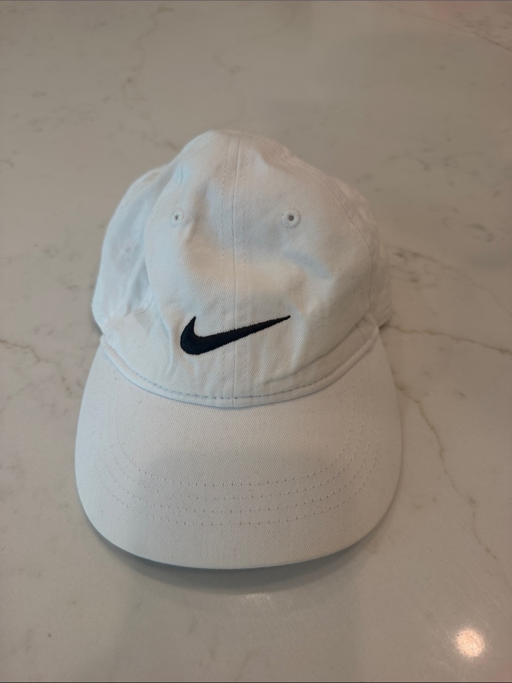 Nike Kids White Baseball Cap with Black Swoosh Logo